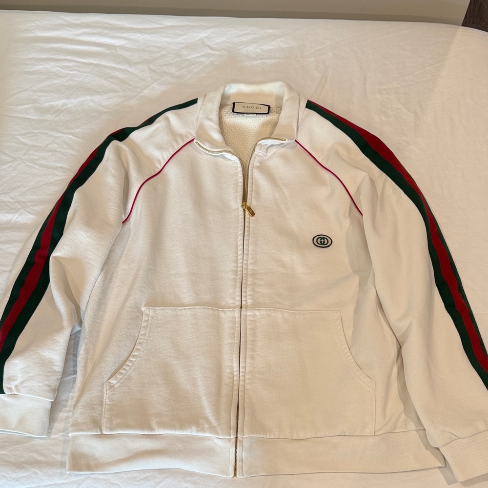 Gucci White Zipup Jacket Men Size L